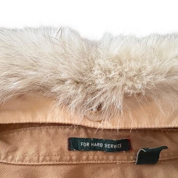 Upcycled Unisex Canvas Jacket Real Fur Collar Rodeo Graphic Western Boho Cowgirl - Picture 7 of 8